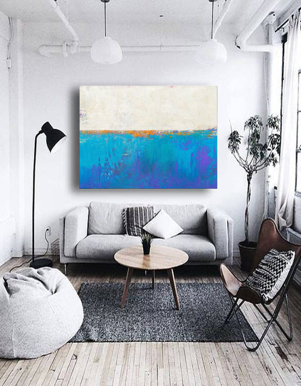 abstract ocean painting ocean acrylic painting Light Blue Wall Decor