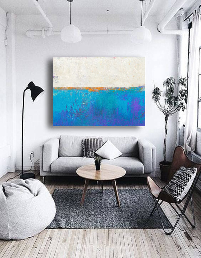 abstract ocean painting ocean acrylic painting Light Blue Wall Decor