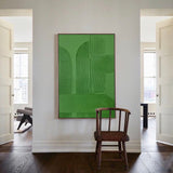 Large Textured Painting Green Abstract Wall Art Minimalist Acrylic Abstract Painting For Sale