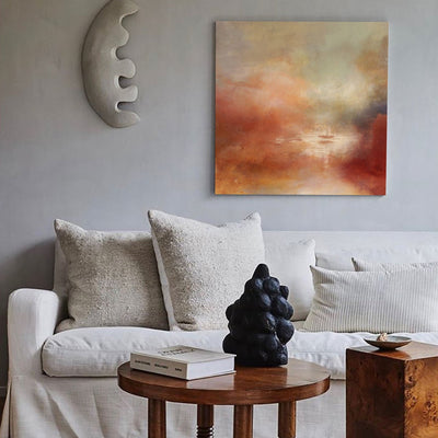 modern bright red art painting beautiful landscape art paintings on canvas lake landscape painting for home decor