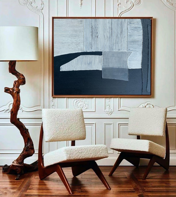 modern black and white abstract art for living room horizontal minimalist wall art  abstract wall decor