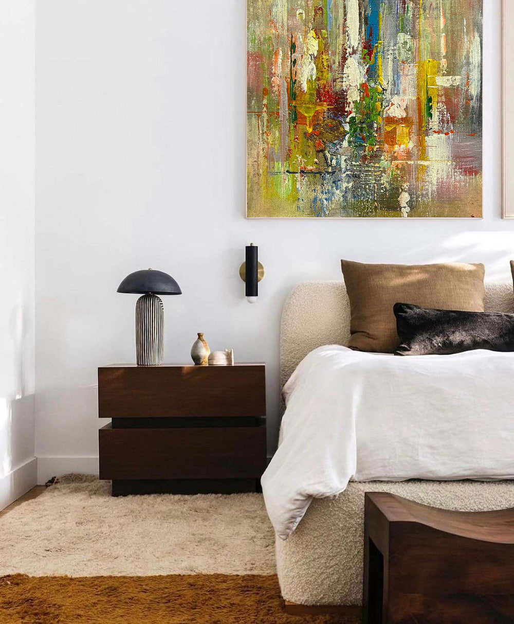 Colorful Canvas Wall Art, Rich Textured Abstract Wall Art Canvas, Modern Art Large Acrylic Painting For Livingroom