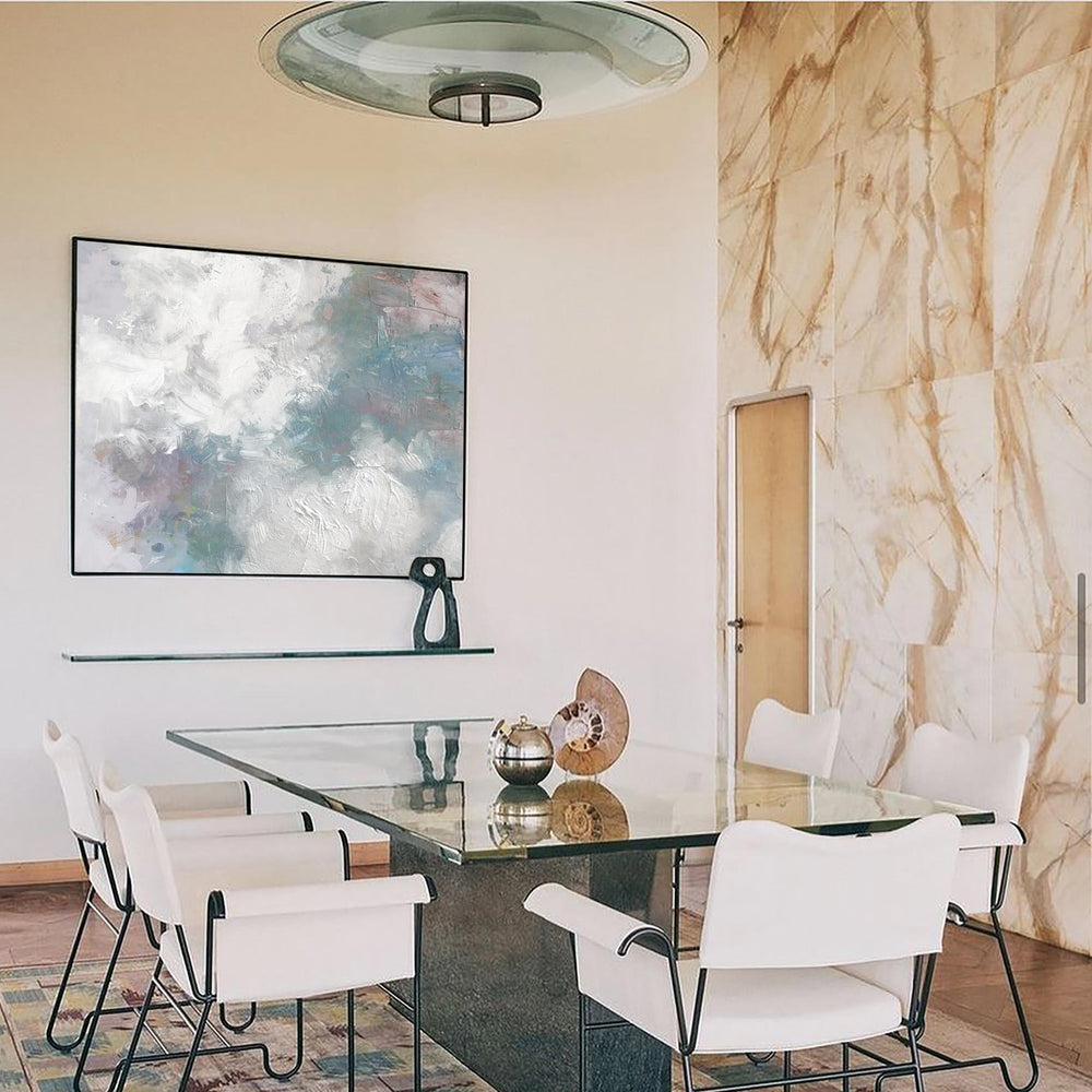 Blue White Abstract Landscape Painting For Living Room Extra Large Modern Abstract Art Painting For Home Decor
