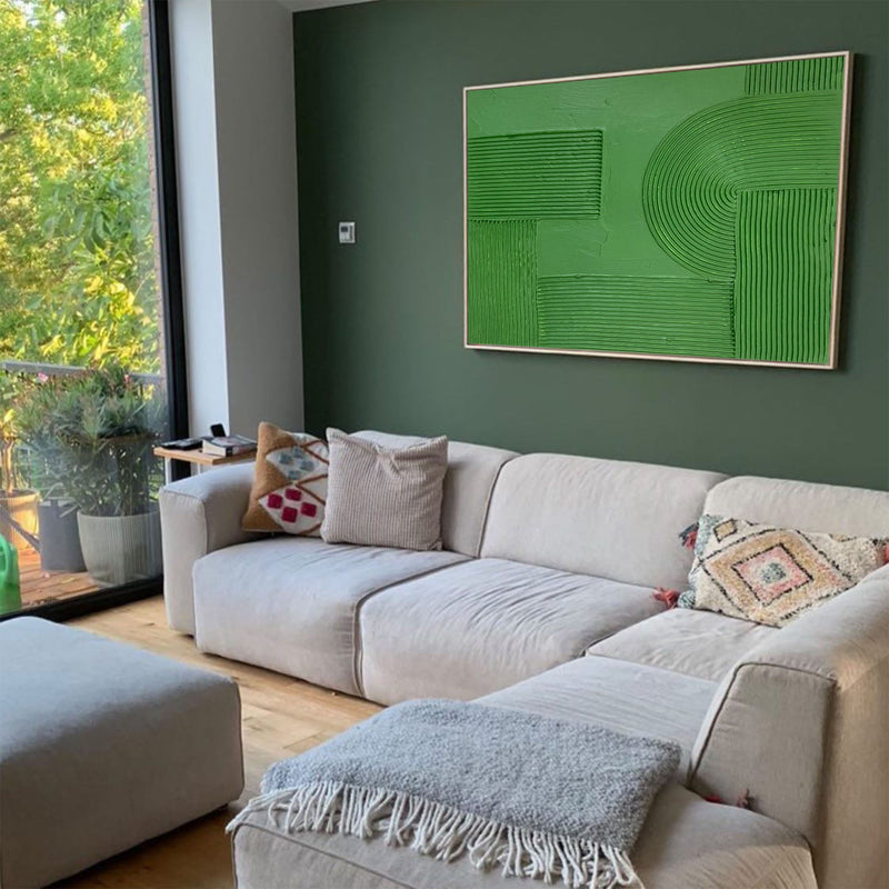 Luxury Green Abstract Art Minimalist Painting Abstract Acrylic Wall Art Painting For Livingroom