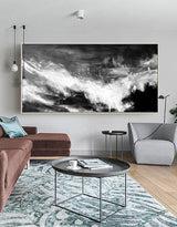 Large Black White Abstract Painting Big Canvas Art For Living Room