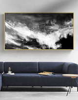 Large Black White Abstract Painting Big Canvas Art For Living Room