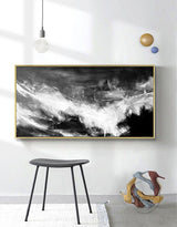 Large Black White Abstract Painting Big Canvas Art For Living Room