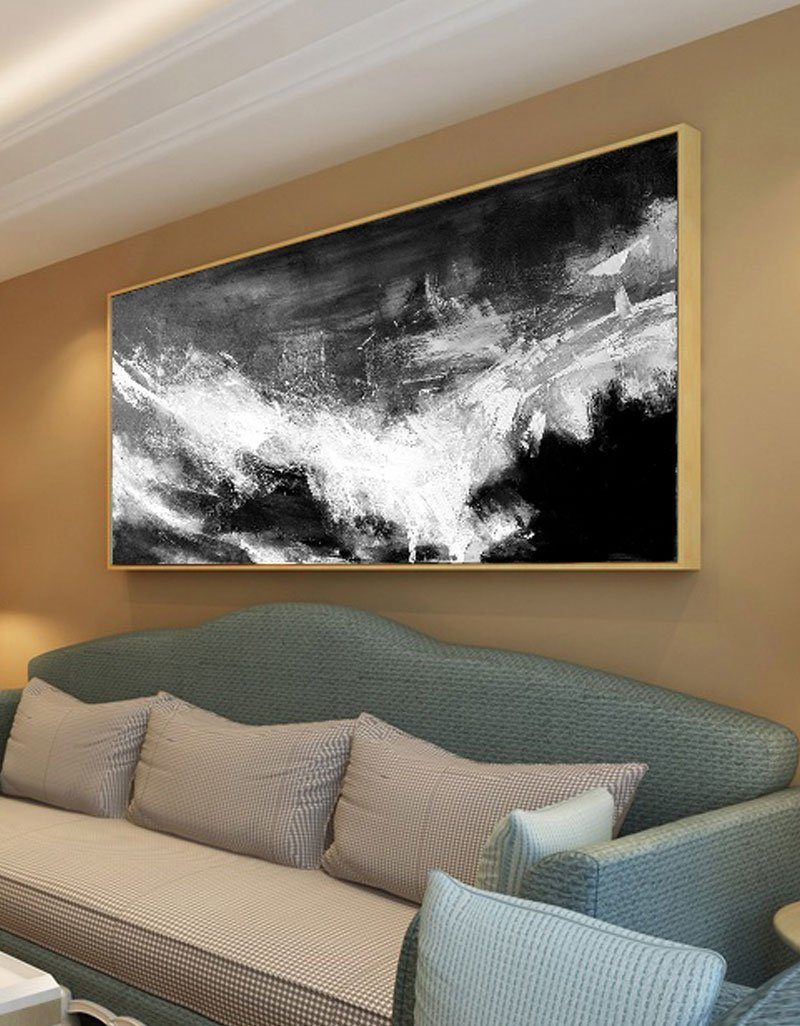 Large Black White Abstract Painting Big Canvas Art For Living Room