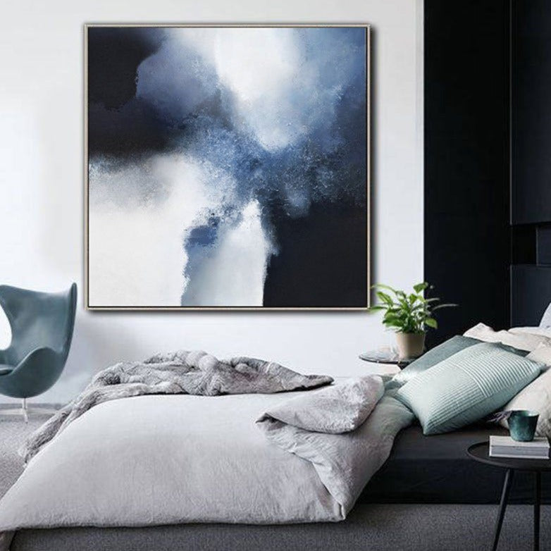 Large Blue Abstract Art Blue And Black Abstract Painting Extra Large Art