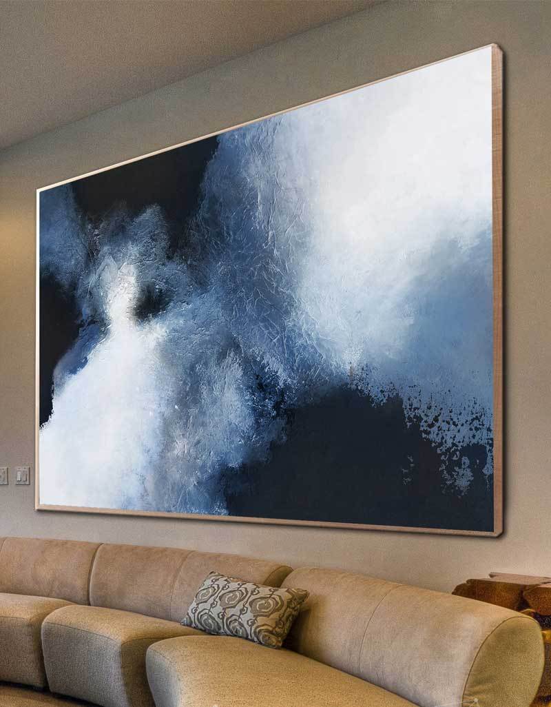 Blue wall art for living room deals