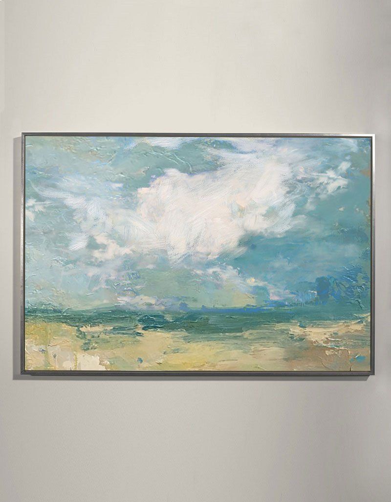 Abstract Seascape Paintings Horizontal Modern Beach Art Beach Scene Canvas Art