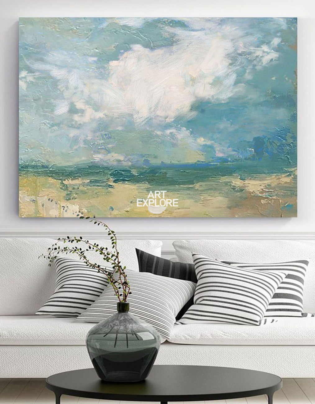 Abstract Seascape Paintings Horizontal Modern Beach Art Beach Scene Canvas Art