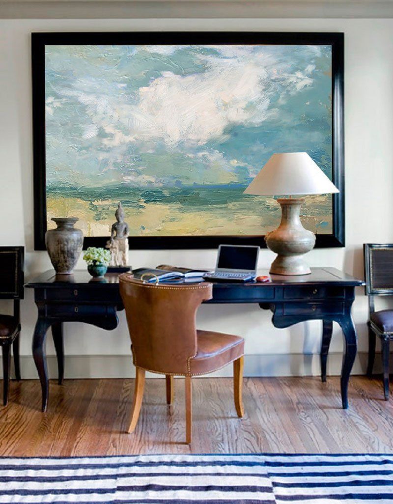 Abstract Seascape Paintings Horizontal Modern Beach Art Beach Scene Canvas Art