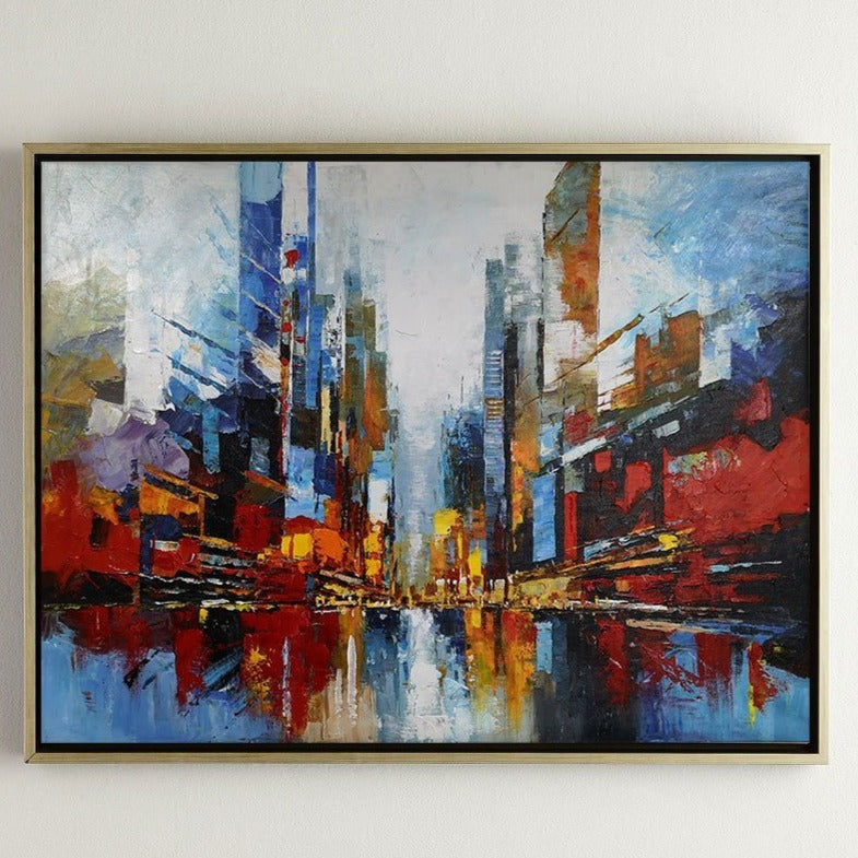 Acrylic City Landscape Painting Big Abstract Cityscape Painting Black And  White