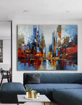 Urban Painting Large Abstract Cityscape Art City Big Abstract Painting