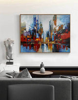 Urban Painting Large Abstract Cityscape Art City Big Abstract Painting