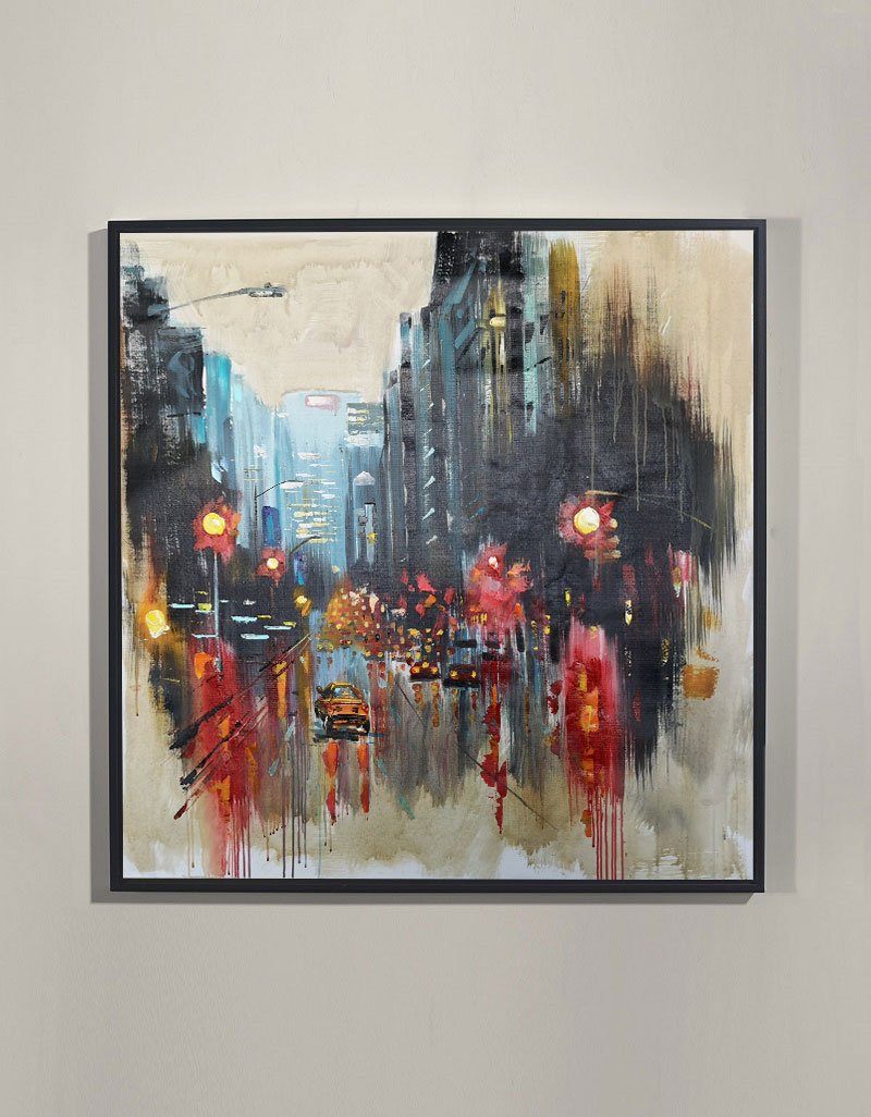 City Art Night Canvas Painting Big Acrylic City Square Painting Cityscape Art