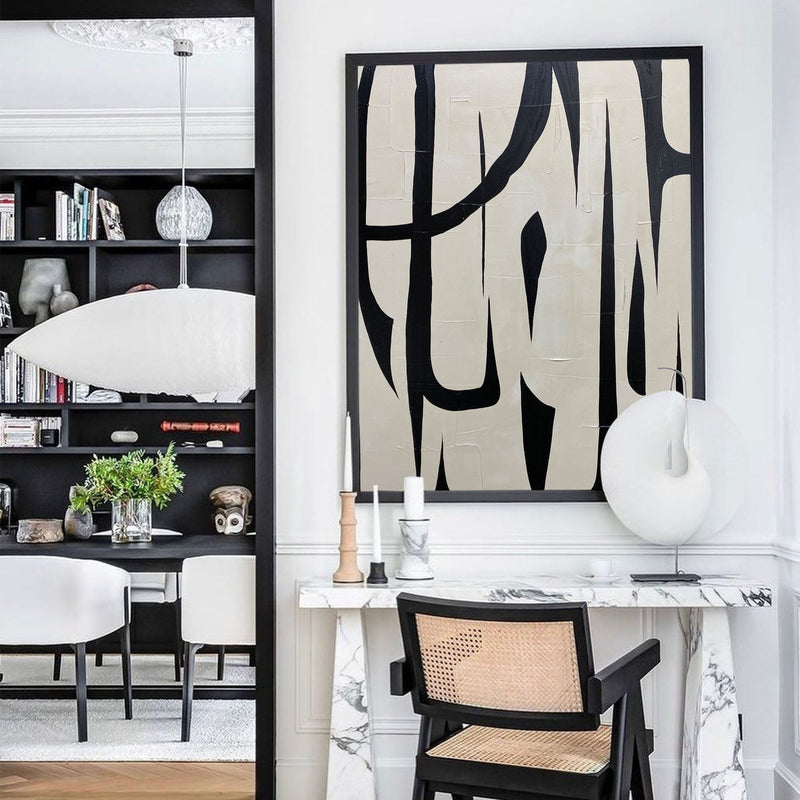 Black And White Modern Abstract Wall Art Large Acrylic Painting Abstract Painting For Sale