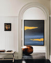 Large Black Blue Abstract Wall Art Large Acrylic Painting Canvas Artwork For Sale Minimalist Painting For Livingroom