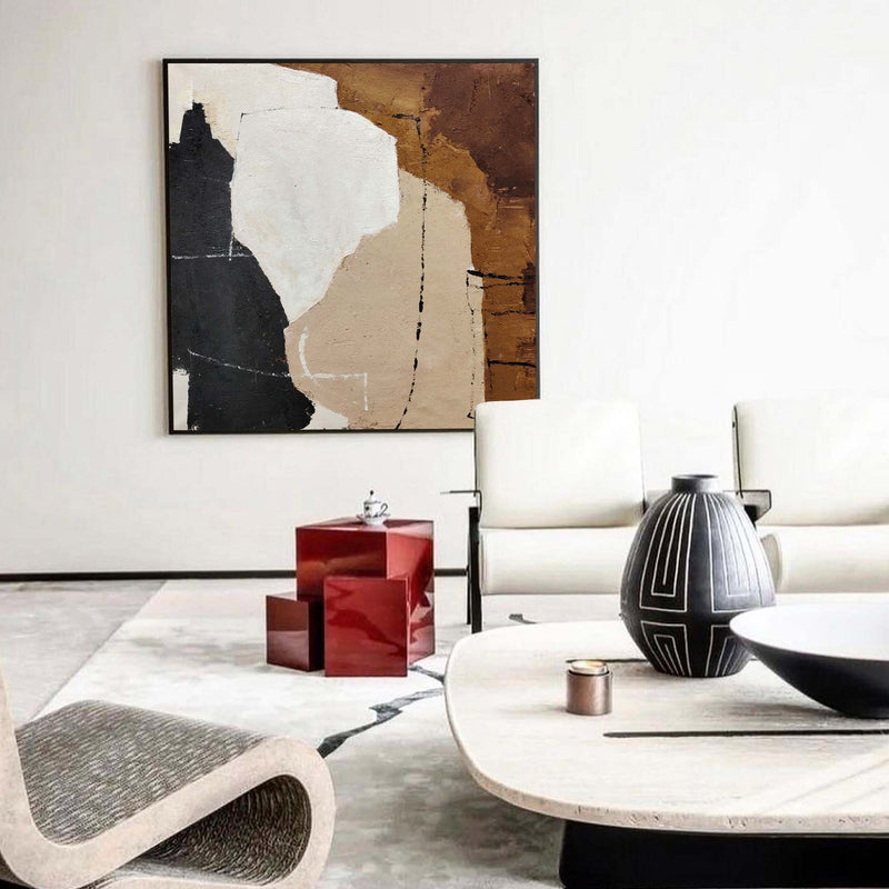 Black And Brown Minimalist Painting Oversized Painting Canvas Minimalist Painting For Home Decor