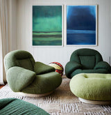 Green Blue Minimalist Art Set of 2 Texture Art Green Texture Art Blue Minimalist Art For Livingroom