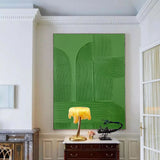 Large Textured Painting Green Abstract Wall Art Minimalist Acrylic Abstract Painting For Sale