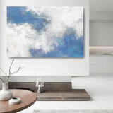 Blue White Abstract Landscape Painting For Living Room Extra Large Modern Abstract Art Painting For Home Decor