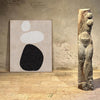 Large Plaster Art On Canvas Beige Abstract Painting White Minimalist Geometric Painting Black And White Cool Modern Abstract Minimalist Painting