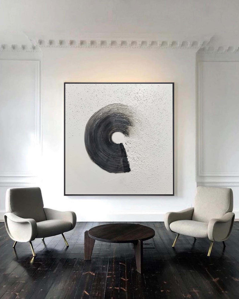 Black And White Abstract Art Painting Minimalist Wall Art Framed Canvas Art | Artexplore