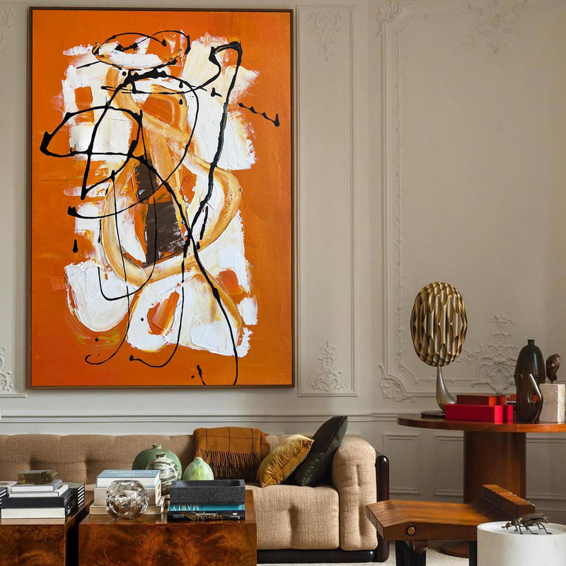 Orange Abstract Painting Oversized Abstract Canvas Art Abstract Interior Painting Modern Abstract Painting Large Canvas Art For Living Room