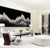 Large Black White Ocean Wave Abstract Painting Panoramic Wall Art Huge Canvas Art For Living Room