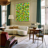 32'' X 32'' Modern Green Large Wall Art Abstract Square Paintings Artwork In Stock For Sale