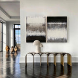 2 Piece Abstract Wall Art Black And White Textured Minimalist Art Rothko Inspired Wall Art For Sale
