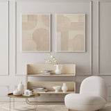 2 Piece Abstract Wall Art Abstract Acrylic Painting Beige Textured Minimalist Abstract Wall Art For Sale