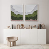 Modern Large Wall Art For Interior Green Textured Minimalist Abstract Art Set Of Two Wall Art For Home Decor