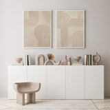 2 Piece Abstract Wall Art Abstract Acrylic Painting Beige Textured Minimalist Abstract Wall Art For Sale
