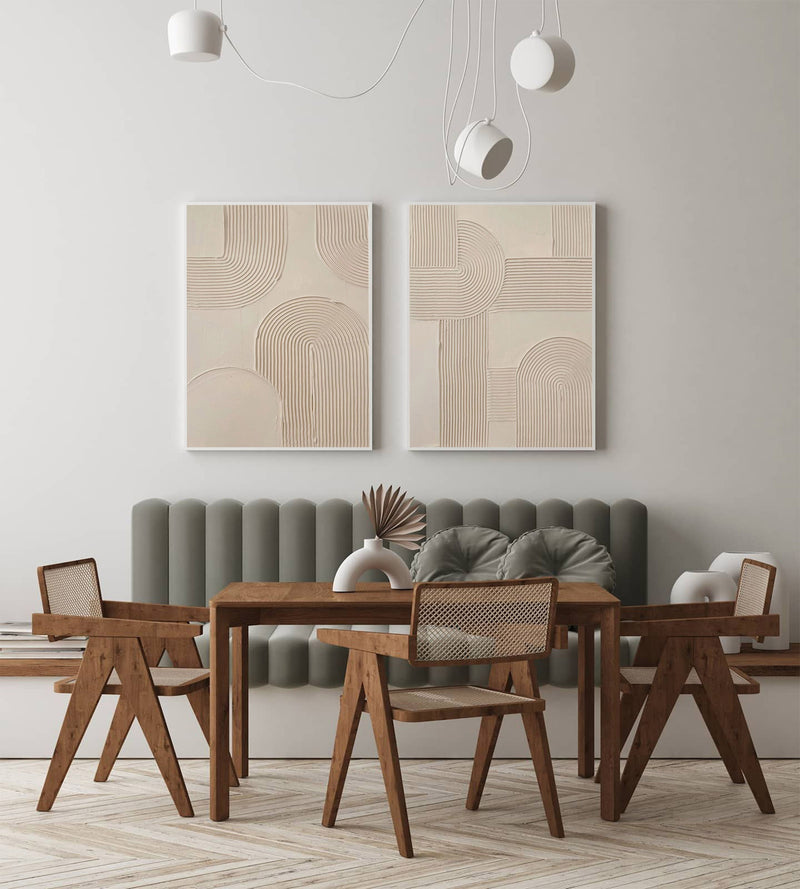 2 Piece Abstract Wall Art Abstract Acrylic Painting Beige Textured Minimalist Abstract Wall Art For Sale