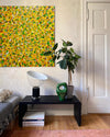 47'' X 47'' Modern Yellow Large Wall Art Abstract Square Paintings Artwork In Stock For Sale
