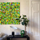 32'' X 32'' Modern Green Large Wall Art Abstract Square Paintings Artwork In Stock For Sale