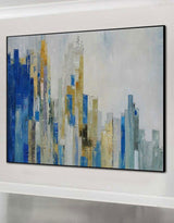Skyline Abstract Painting With Acrylic Chicago Cityscape Canvas Art Large city painting 
