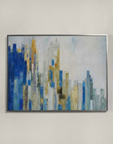 Skyline Abstract Painting With Acrylic Chicago Cityscape Canvas Art Large city painting 