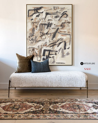Beige Painting Beige Canvas Art Abstract Painting Beige Minimalist Abstract Wabi-sabi Painting