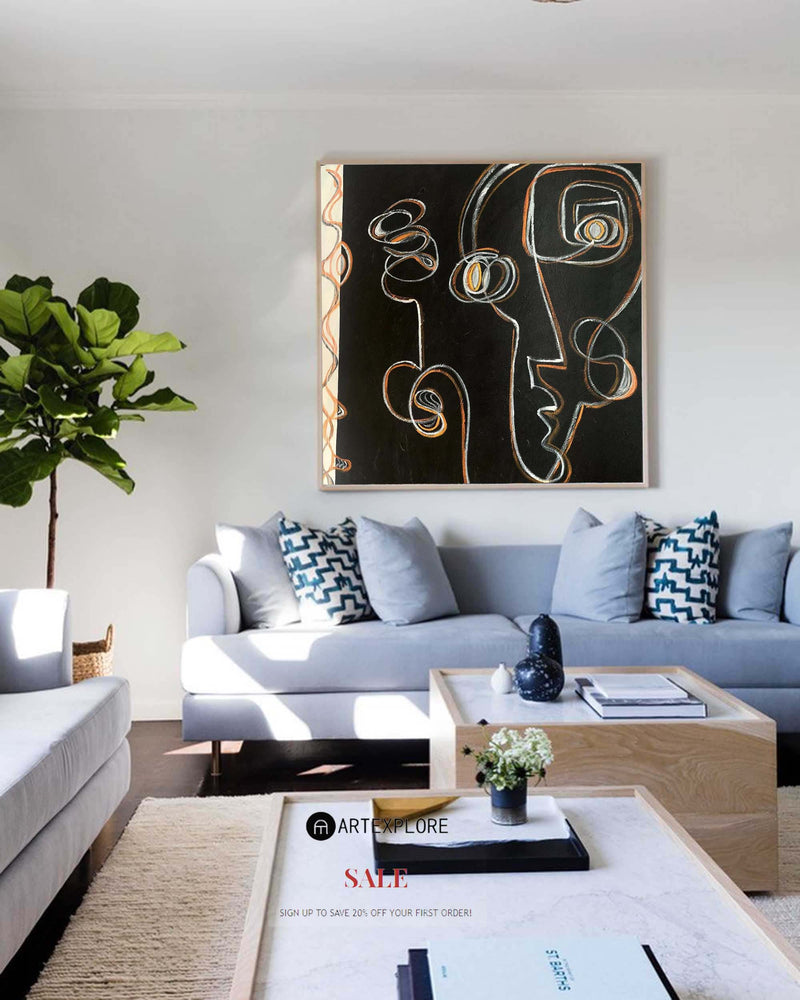 Black Abstract Art Modern Figurative Painting on Canvas Picasso Style Wall Art | Artexplore