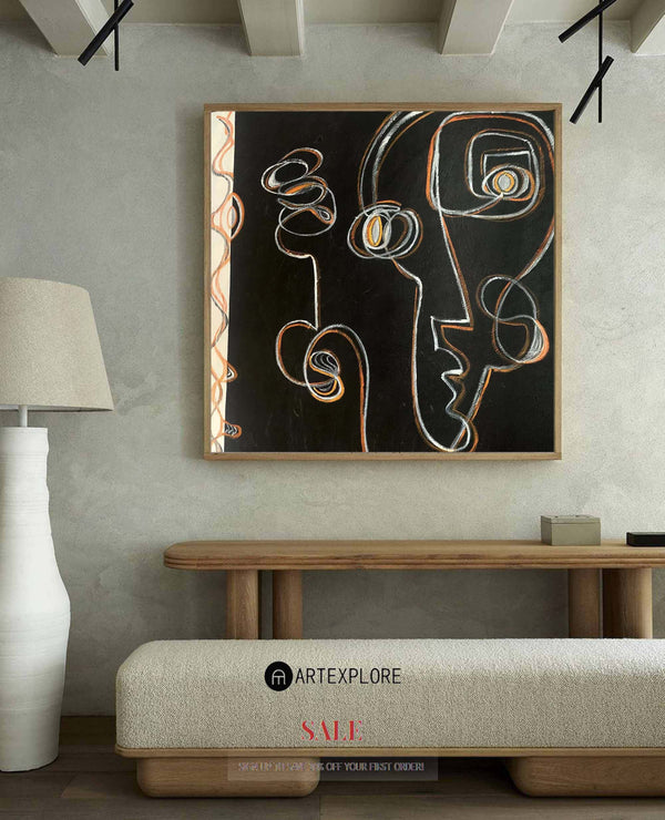 Black Abstract Art Modern Figurative Painting on Canvas Picasso Style Wall Art | Artexplore