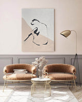 Beige Minimalist Art Modern Minimalist Body Shape Painting Large Acrylic Canvas Wall Art