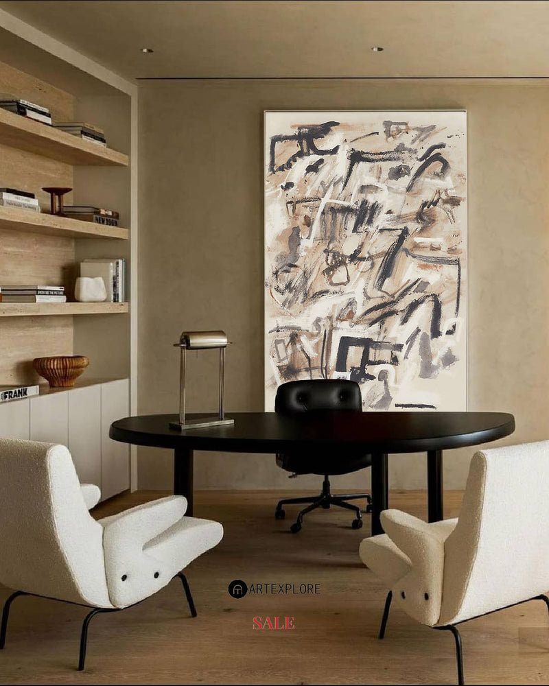 Beige Painting Beige Canvas Art Abstract Painting Beige Minimalist Abstract Wabi-sabi Painting