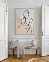 Large Beige Minimalist Art Modern Minimalist Body Shape Painting Canvas Wall Art For Sale