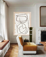 Minimalist Canvas Art Modern Beige Abstract Art Minimalist Black Line Painting For Livingroom
