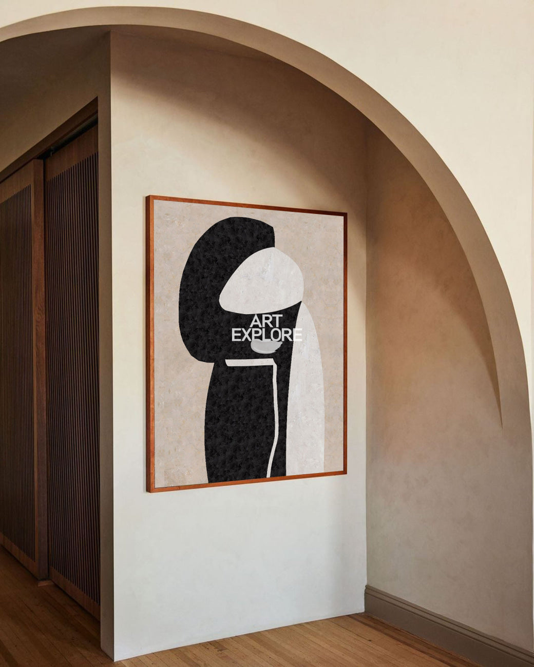 Modern Minimalist Painting Black White And Beige Cool Line Geometric Acrylic Painting Minimalist Painting For Sale