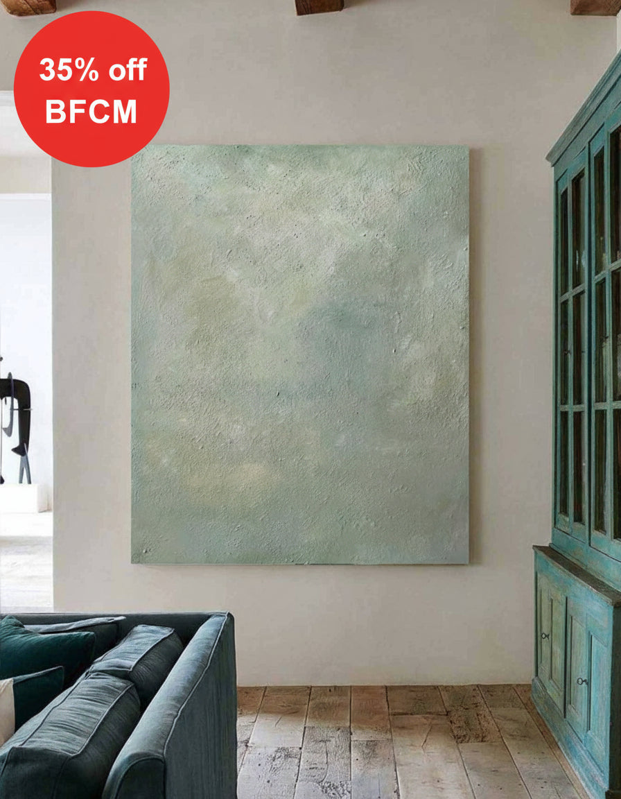 Original Pure Light Green Painting Modern Minimalist Acrylic Art Painting For Living Room 